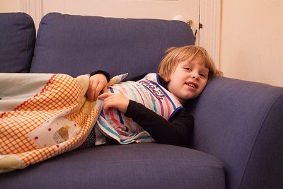 A child takes a break and relaxes