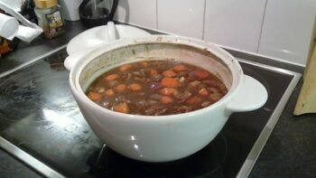 The beef meal is almost ready to be served