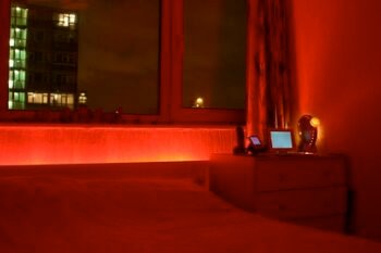 a dimly lit room