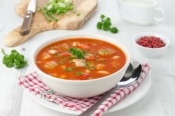 bowl of roasted tomato broth