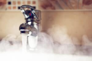 hot steam from faucet