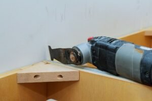 oscillating device on top of wood