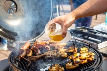 grilling meat and sausage